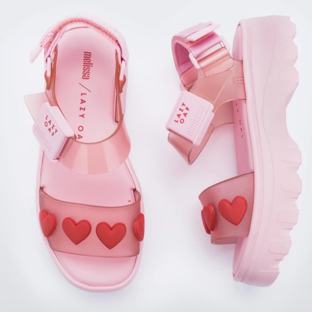 Melissa Kick Off Sandal + Lazy Oaf in Pink Size 7